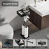 7 VOLDRA Toilet Paper Holder Stand with Shelf, Free Standing Black Toilet Paper Roll Holder with Wipes Storage Drawer