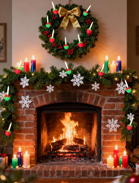 Hobbynors Set 7 7.5ft Vintage Christmas Bubble Lights - of Nostalgic Bubbling Lights on Green Wire, UL Certified Old