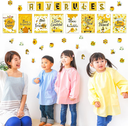 Harloon 54 Pcs Bee Classroom Decorations - Summer Motivational Posters and Inspirational Wall Arts for Teachers