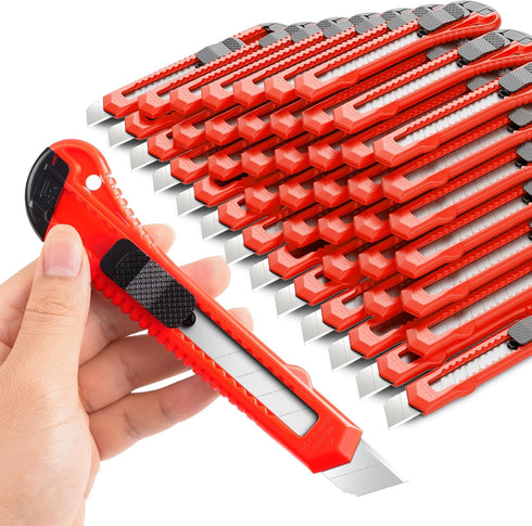 DIYSELF 30 Pack Box Cutter Retractable, 18mm Utility Knife with Snap Off Blade for Cardboard and Craft