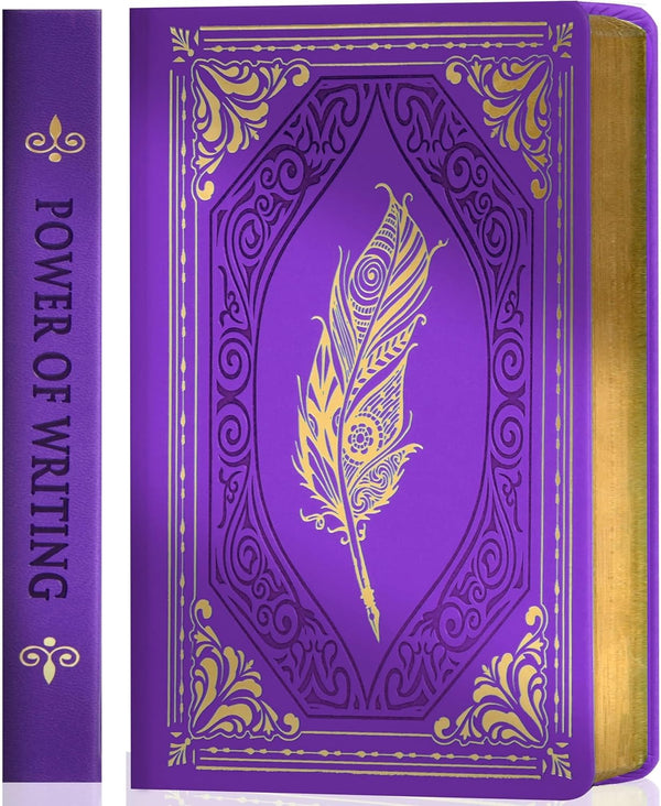 CAGIE Vintage Journal for Women, 320 Pages, Gold Edge Paper, A5 Hardcover, 5.7" x 8.3", Purple