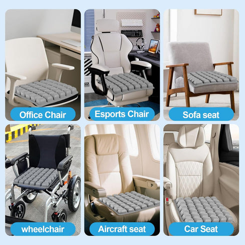 UsLikeDiy 3D Tailbone Grey Travel Seat Cushion Portable Inflatable Air Cell Seat Cushion for Long Flights, Car, Office