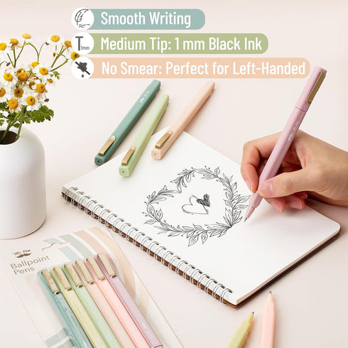 Mr. Pen Aesthetic Pens 6 Pack Black Ink Fast Dry No Smear Bible Pens No Bleed Through Fine Point for Note Taking