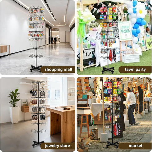 7 Tier Rotating Rack Shelves Retail Display Stand,Jewelry Keyring Socking Hats,Movable Shop Spinner for Toys