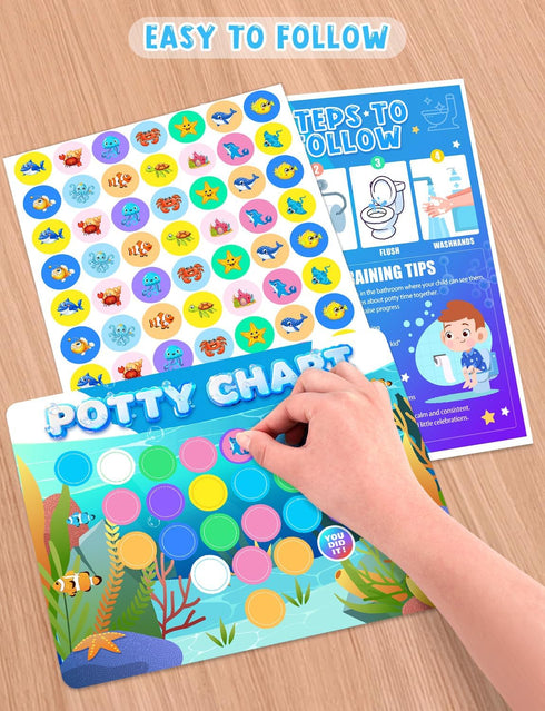 PCTCSHQ 25 8 560 Pcs Potty Training Chart Themes Potty Training Reward Chart with Stickers Develop Toileting Habit