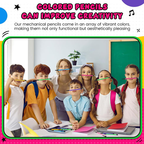 Colarr 300 Pieces Mechanical Pencils - 0.7 mm with Eraser, Colored Inkless Pencils for Kids, School, and Art