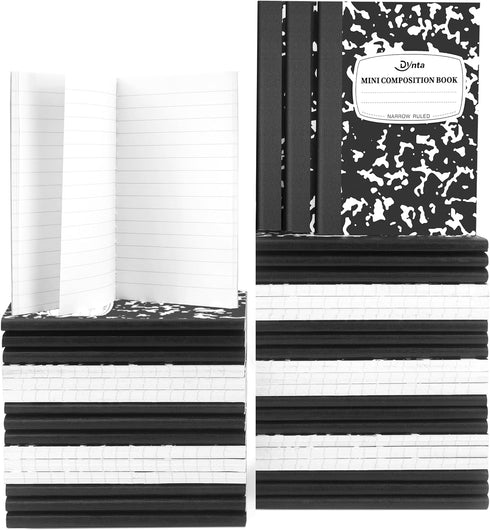 Mini Composition Notebooks Bulk, 40 Packs, 3.25 x 4.5 inch, Narrow Ruled, Black Pocket Notebooks for Students