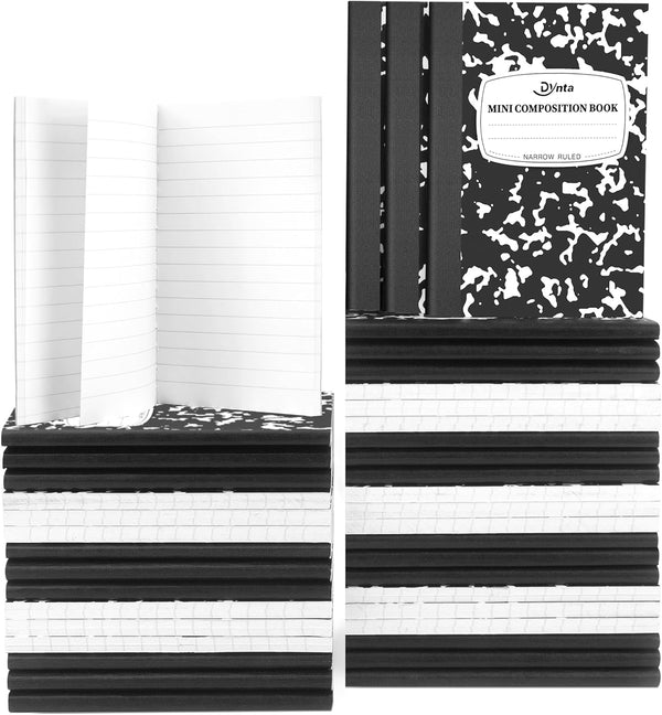 Mini Composition Notebooks Bulk, 40 Packs, 3.25 x 4.5 inch, Narrow Ruled, Black Pocket Notebooks for Students