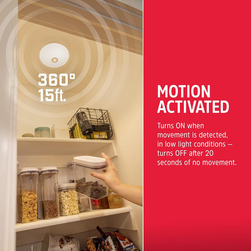 300 15ft. Closets, 39677 Energizer Motion-Activated LED Ceiling Light, Battery Operated, Lumens, No Wiring Needed