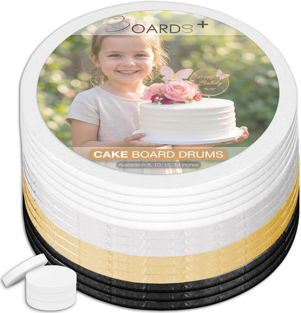 Cake Drums 12 Inch in White, Silver, Gold & Black Color (14