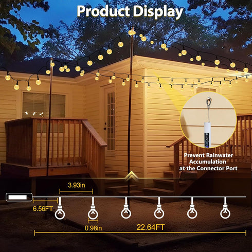 SeaShine 22ft 50LEDs IP65 Rechargeable Battery Operated String Lights - Crystal Globe String Lights, Waterproof Battery