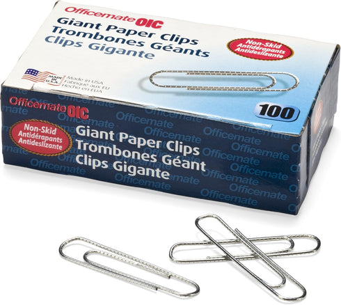 Officemate Giant Non-Skid Paper Clip, 1,000 Clips, 10 Boxes of 100 Each