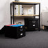 PRANDOM File Organizer Box - Set of 2 Collapsible Decorative Linen Storage with Lids for Office Cabinet (Black)