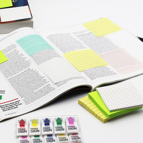Please Sign Message Flags, Assorted Color, 400 Pages Total, 0.79x1.77 Inch Wide Flags, 4 Dispensers/Pack