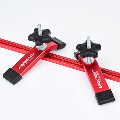 T Track Hold Down Clamps, Double Cut Profile Universal T-Track Clamps, 6-3/8"L x 1-1/4"W, Red Color