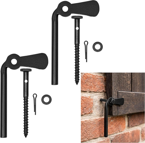 Mystic Colonial Medieval Hand-Forged Iron Shutter Dogs Set of 2 Heavy Duty