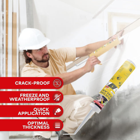 XFasten White Silicone Caulk 10.1 oz 100% Silicone Odorless Waterproof Sealant for RV Caulking Exterior, Aquarium Silicone, Bathtub Caulk, Window | Bathroom Caulk Marine Outdoor Caulking Weatherproof