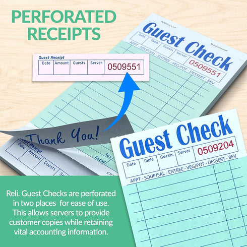 by Reli. (24 Pack, 50 Reli. Server Note Pads Sheets/Pad) Guest Check Books for Servers | Note Pads for Waitress