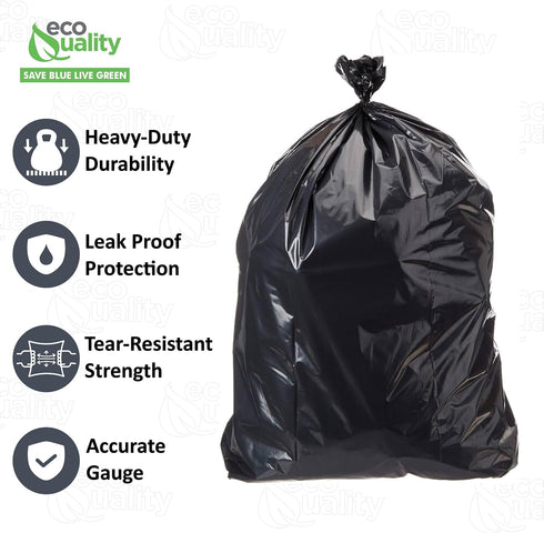 40-45 45 Count, EcoQuality Strong Trash Bags, Wastebasket Receptacle Can Liner, Large Gallon, Black For Kitchen