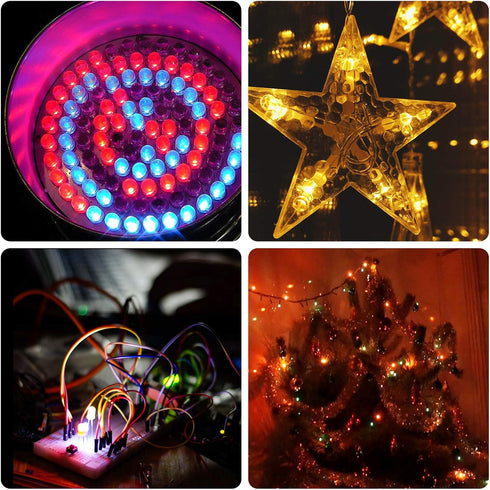 DiCUNO 100pcs 5mm RGB Multicolor Fast Blinking LED Diodes, Clear Round Lens Diffused Flicker Electronic Components
