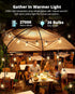 60FT 26+2 ST38 Bulbs, 2700K VIPAR Outdoor String Lights LED Patio Lights LED Waterproof with Shatterproof Edison