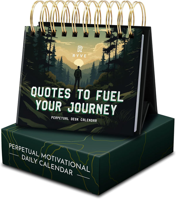 RYVE Motivational Calendar for Men, Daily Flip Calendar with 365+ Inspirational Quotes, Office Desk Accessories