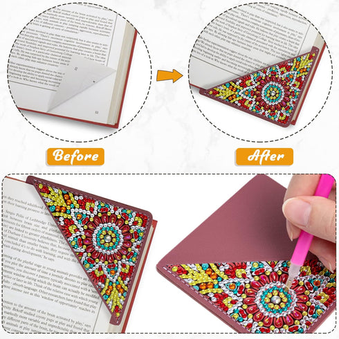 4 WIVICO pcs Diamond Painting Bookmarks, DIY Diamond Art Kits for Adults, Book Corner - Protecting Bookmark Craft