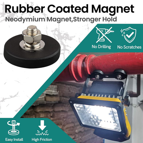 10Pack M6 ULIBERMAGNET Anti-Scratch Neodymium Magnet with Rubber Coated and Male Thread,Super Strong Magnetic Mounting