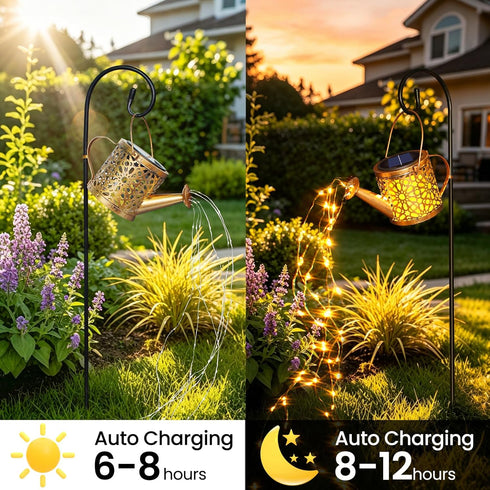 Zfiglum 1 Pack Solar Watering Can Lantern, Hanging Light Outdoor Waterproof, Hanging Lantern Decorative, Garden
