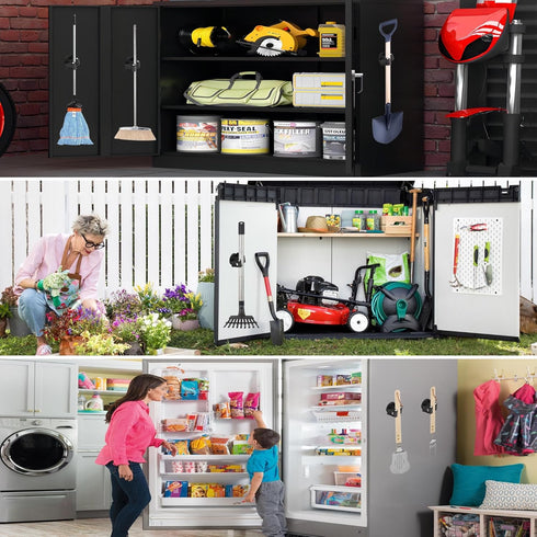 ULIBERMAGNET Magnetic Mop Broom Holder, Heavy Duty Movable Wall Mounted Utility Storage for Garage and Kitchen