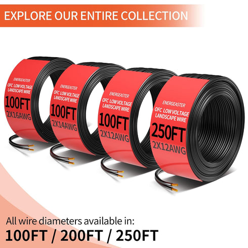 100FT 16/2 Wire,16 2 Energeaster Low Voltage Landscape Gauge Conductor,Low Voltage Wire Outdoor Direct Burial