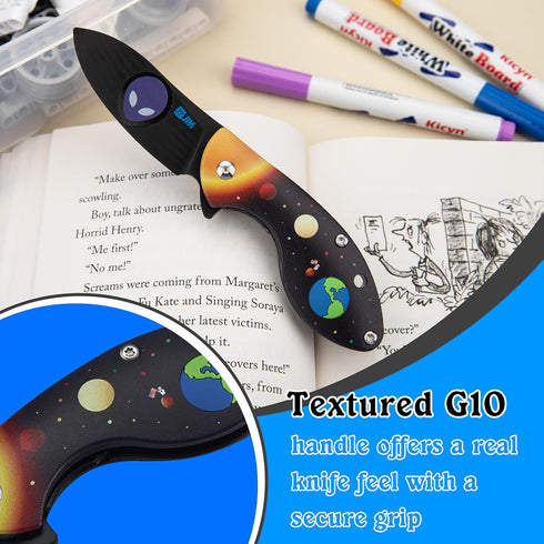 G10 G10 JIN Starry Kids Knife, Fidget Toy Knives, Dull Blade, Folding EDC, DIY Kit, Safe for Child, Handle with Solar