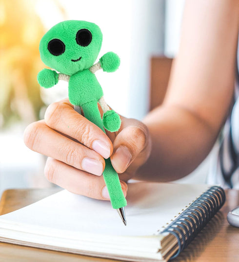 DolliBu Alien Plush Pen Cute and Soft Green Alien Stuffed Animal Ballpoint Novelty Pen Toy, Writing Pen Instrument