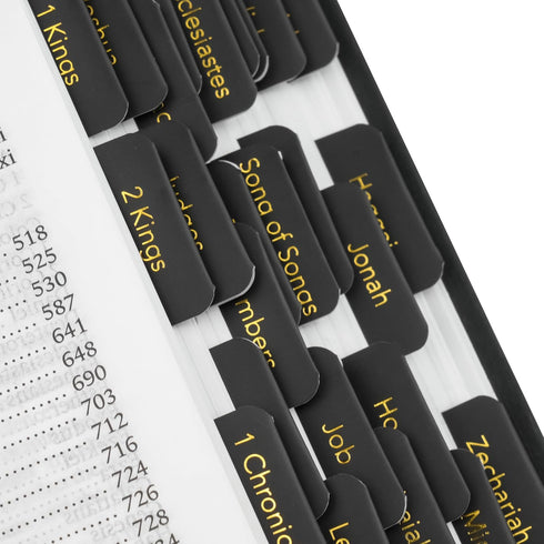 75 Mr. Pen- Laminated Bible Tabs, pcs, Black, Gold Foil Embossed Lettering, Easy-to-Read & Apply, Tear Resistant Index