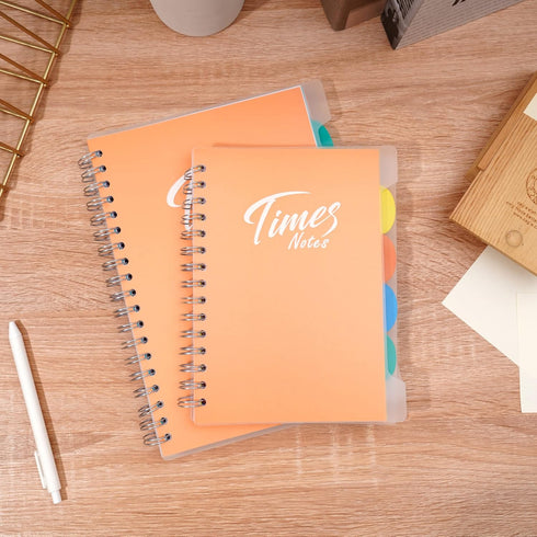 Yoment 5 Subject Notebook with Tabs, 8"x 10", Large Notebook with Dividers, 240 Pages, Plastic Hardcover, Orange