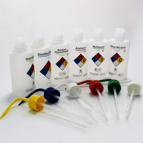 ULAB Scientific Right-to-Know Safety Wash Bottle Set, 500ml with Draw Tube, for Acetone, Ethyl Alcohol, Methanol