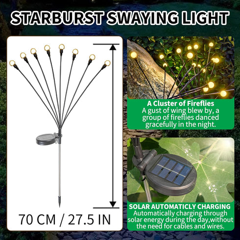 4 Packs 32LED YAKii Solar Garden Lights Outdoor Waterproof, Firefly Swaying Light,Upgraded Outdoor Decor Lights
