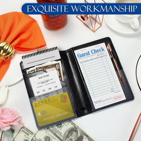 6 Containlol Pcs Waitress Server Books Guest Book Pad Leather Money Organizer Wallet Organizer Waiter Cash Check Bill