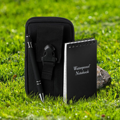 Eaasty 5 Pcs Waterproof Tactical Notebook, 3 x 5 Inch Pocket Notebook with Metal Weatherproof Pen for Outdoor Activities