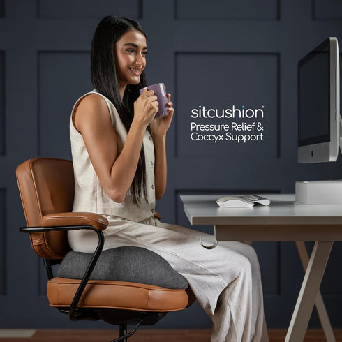 Tailbone SitCushion Ergonomic Seat Cushion for Sciatica & Pain Relief Extra Large Memory Foam Office Chair Cushion