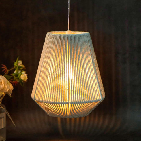 JHY DESIGN Battery Powered Hanging Lamp 8" H Braided Cotton Rope Decorative