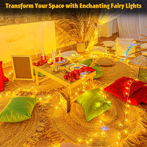 cshare 9.8ft 30 String Lights Outdoor Waterproof LED, Warm White Fairy Lights Battery Operated with Timer Clear Wire