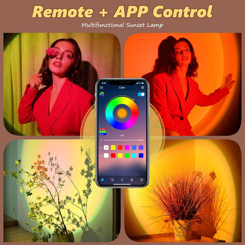 nellsi Sunset Sunset Lamp Projection with Remote Control - Endless Colors Projector Lights LED APP Floor Lamp