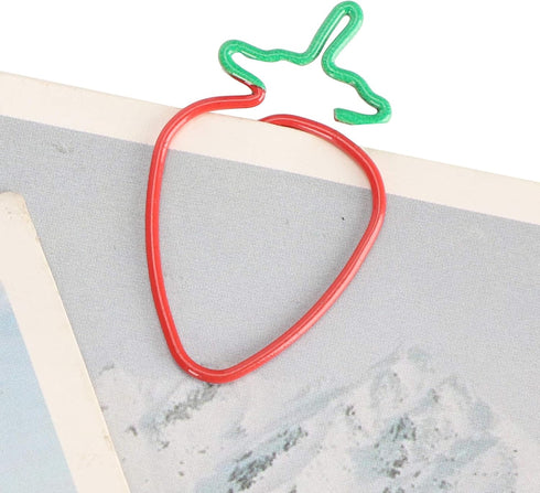 Strawberry Paper Clips, 20pcs Colorful Fruit Shaped Cute Paper Clips for Document Organizing, Coated Paper Clips Office