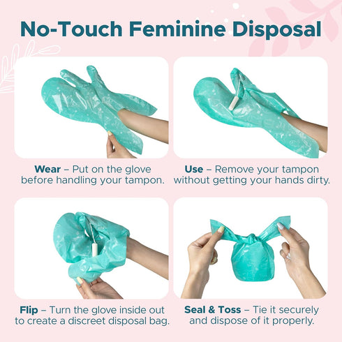 5 Pack, 100 Count Sunlit No-Touch Feminine Hygiene Disposal Bags, Hygienic Odor-Reducing and Discreet Solution