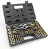 40PCS Set, GCr15 Azuno Metric Tap and Die Titanium Coated Bearing Steel with T-Handle/Wrench/Gauge/Screwdriver