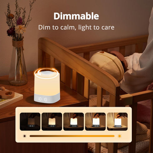 Dimmable, 3 4000mAh Lyridz LED Nursery Night Light with Clock, Portable Breastfeeding Table Lamp for Baby with Remote