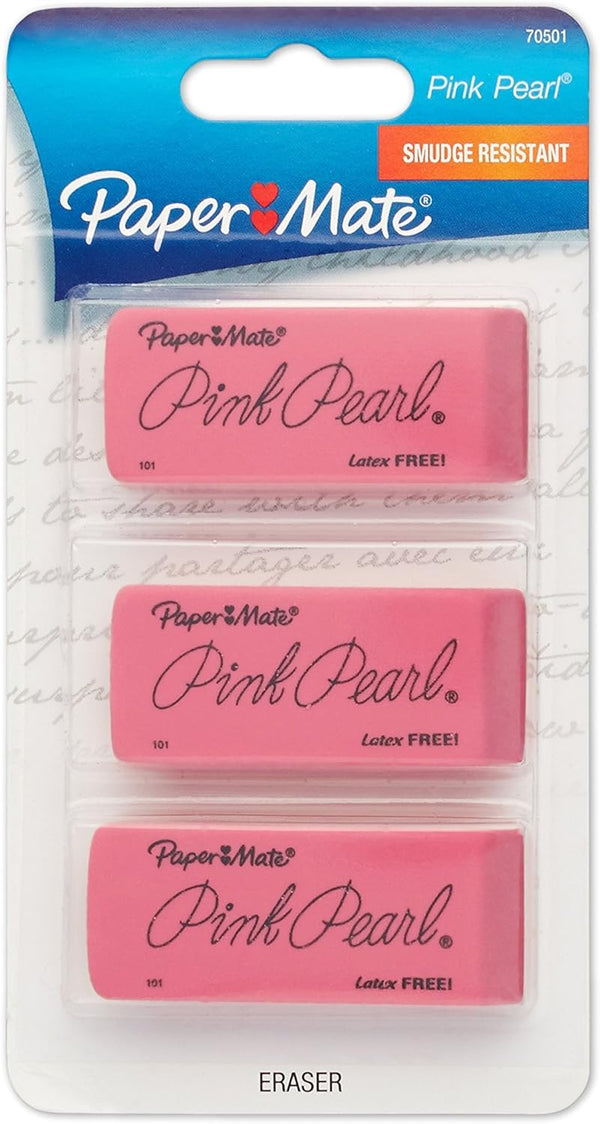 Mate Pink Pearl Erasers, Large, 3 Count (New)