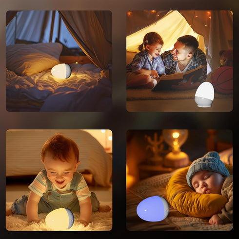 ZUZUKID 1-6H 3 Dimmable, Touch Egg Night Light for Baby Nursery, Rechargeable Portable Kids Nightlight Lamp