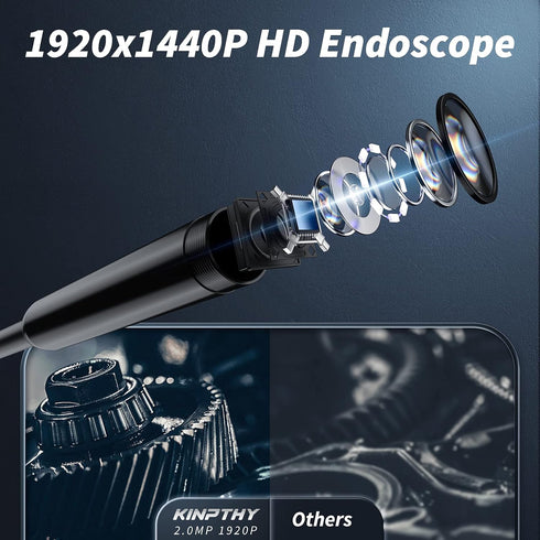 Kinpthy 1920P 8 16.4ft Endoscope Camera with Light, HD Borescope Tools with Adjustable LED Lights, Endoscope